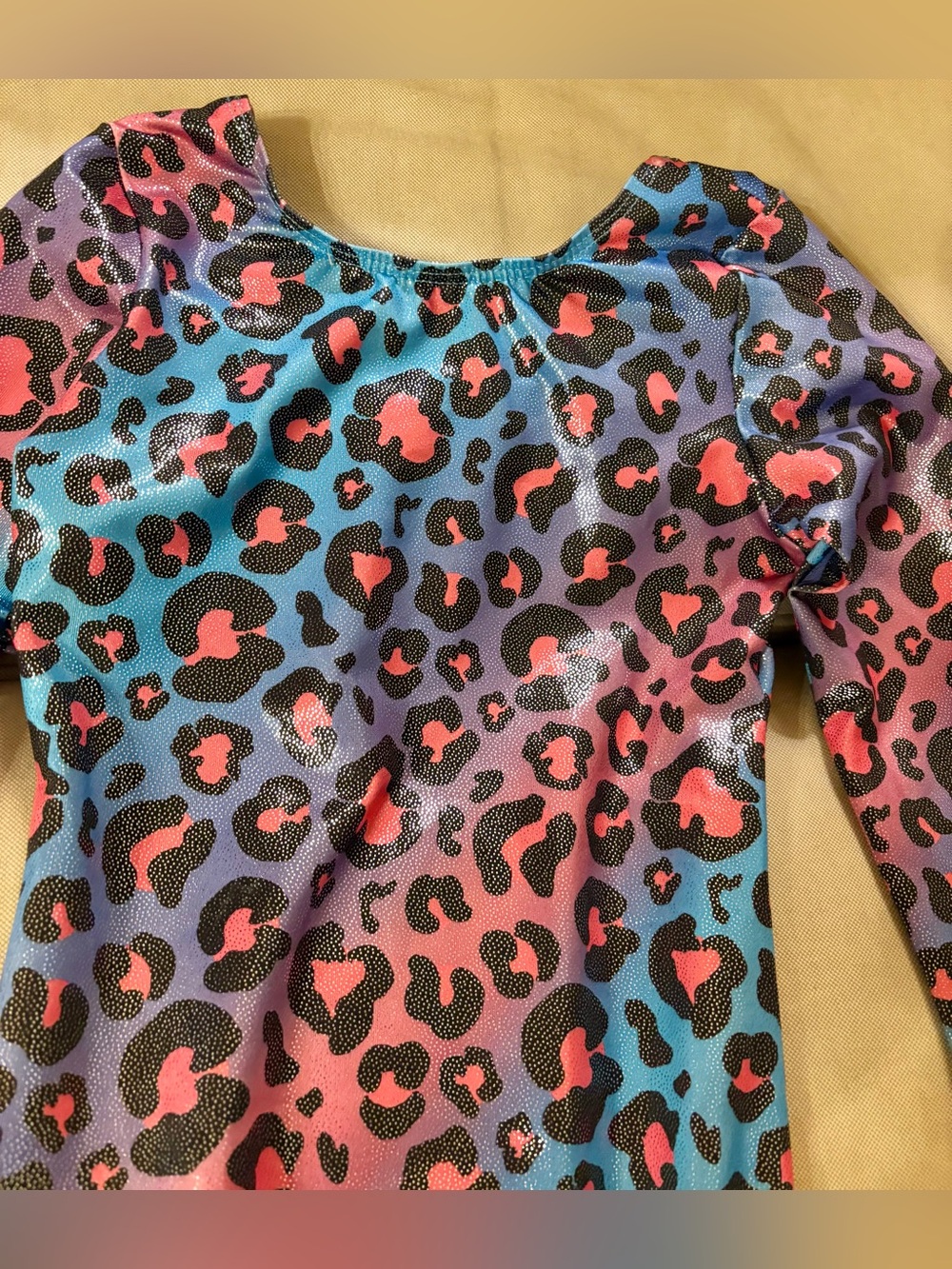 Girls' Long Sleeve Multicolor Leopard Print Leotard - Picture 3 of 5